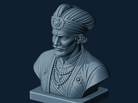 Akbar the Great Bust 3D Model