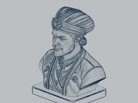 Akbar the Great Bust 3D Model