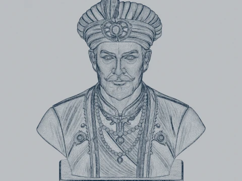 Akbar the Great Bust 3D Model