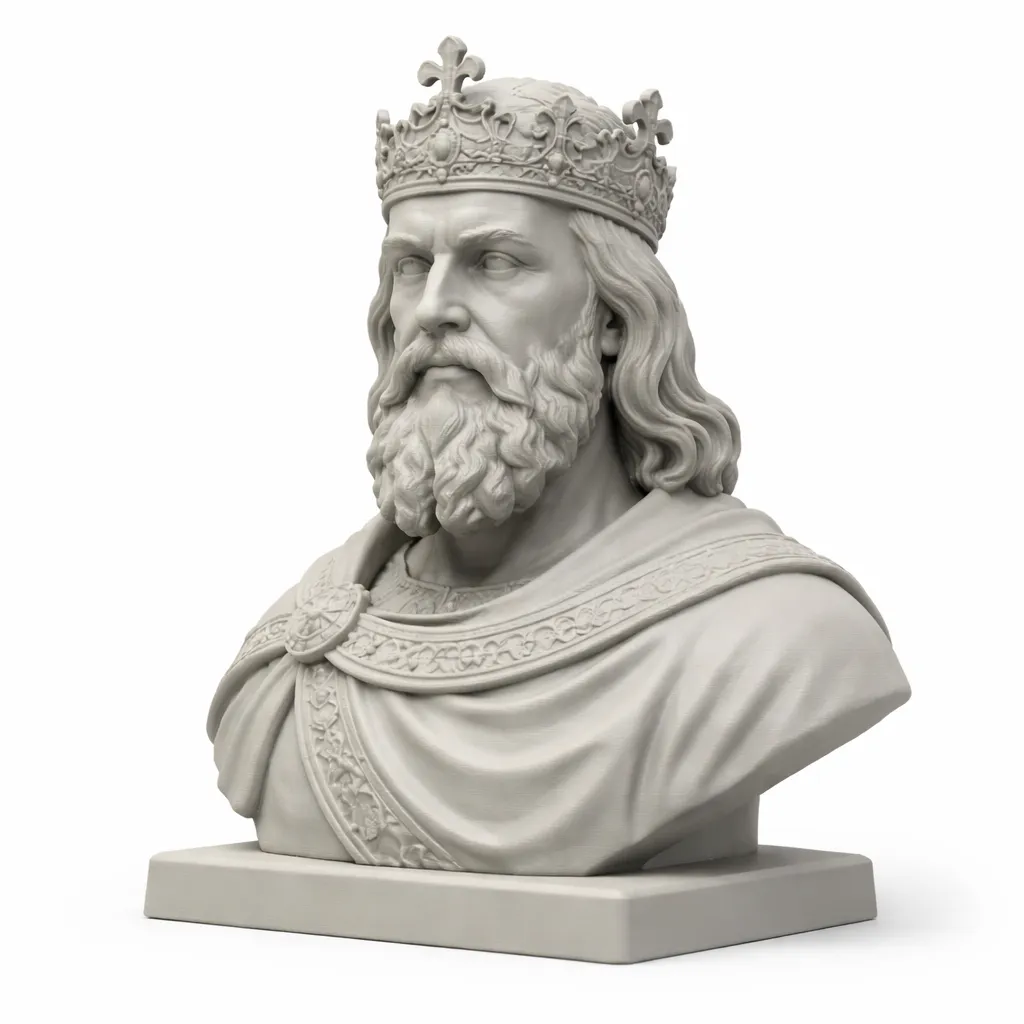 Charlemagne Bust 3D Model .c4d .max .obj .3ds .fbx .stl .blend 