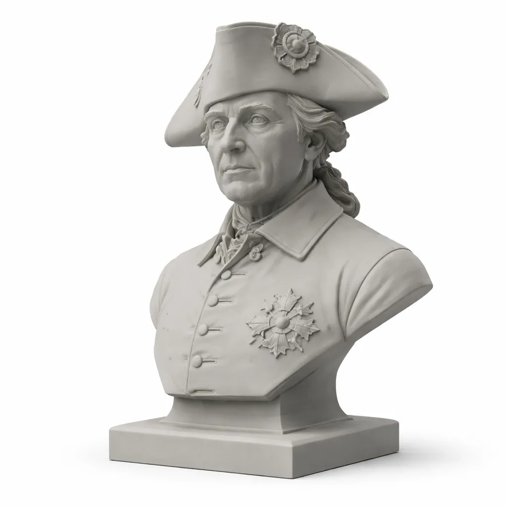Frederick the Great Bust 3D Model .c4d .max .obj .3ds .fbx .stl .blend
