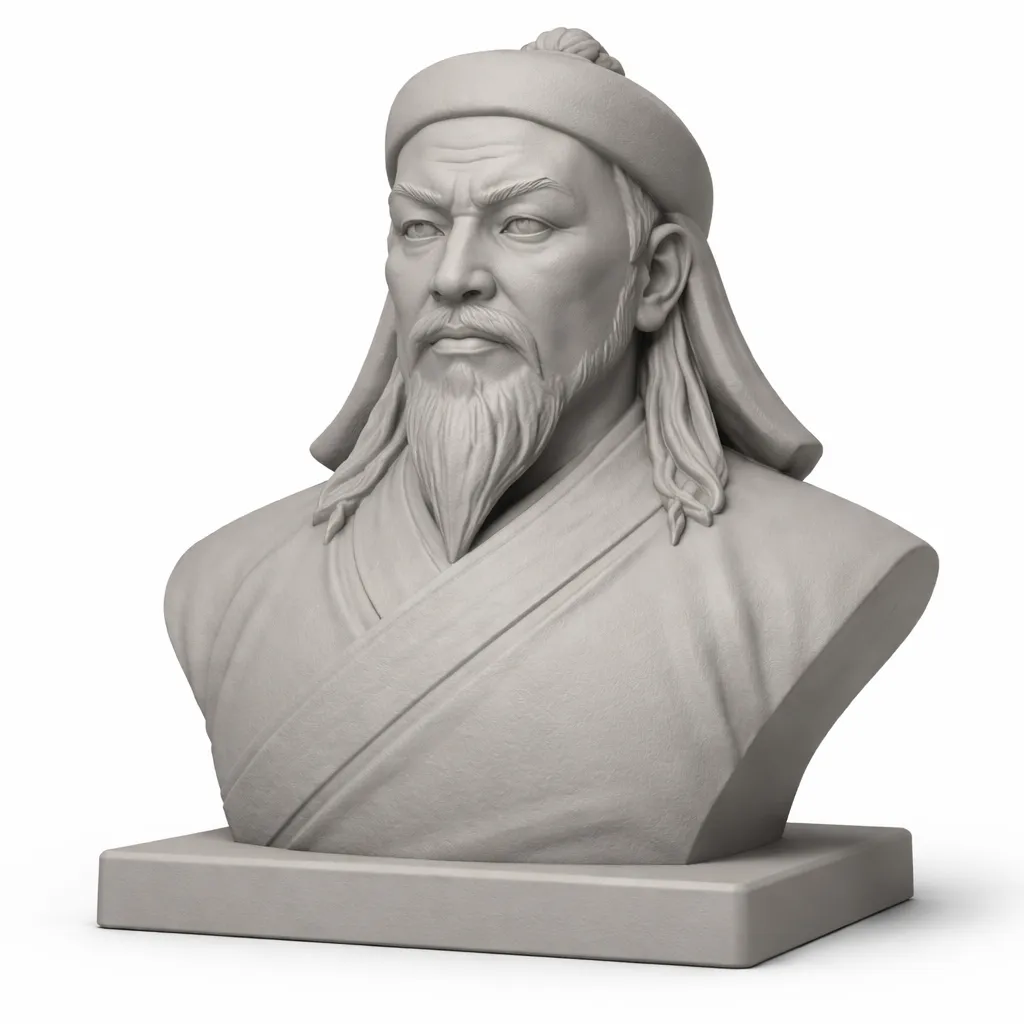 Genghis Khan Bust 3D Model .c4d .max .obj .3ds .fbx .stl .blend 