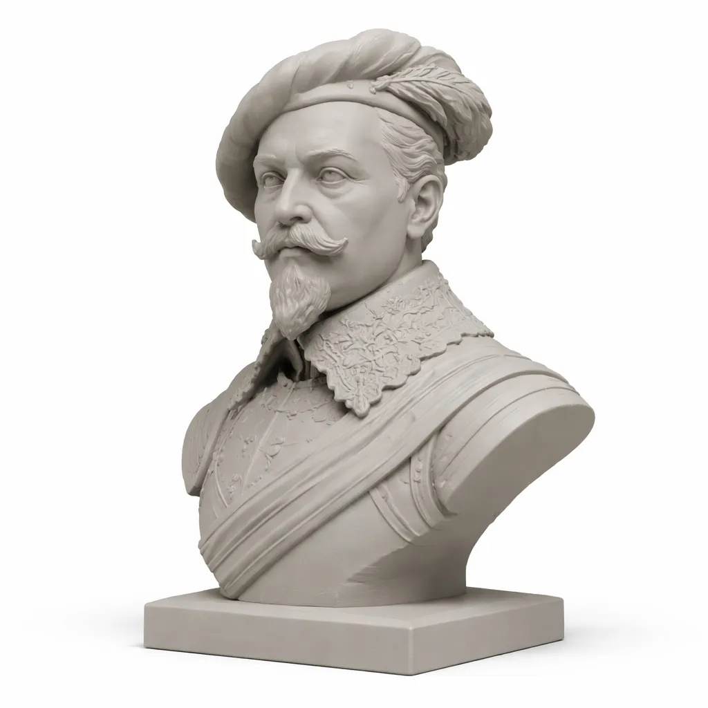 Gustavus Adolphus Bust 3D Model .c4d .max .obj .3ds .fbx .stl .blend