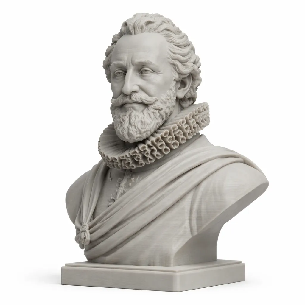Henry IV of France Bust 3D Model .c4d .max .obj .3ds .fbx .stl .blend 