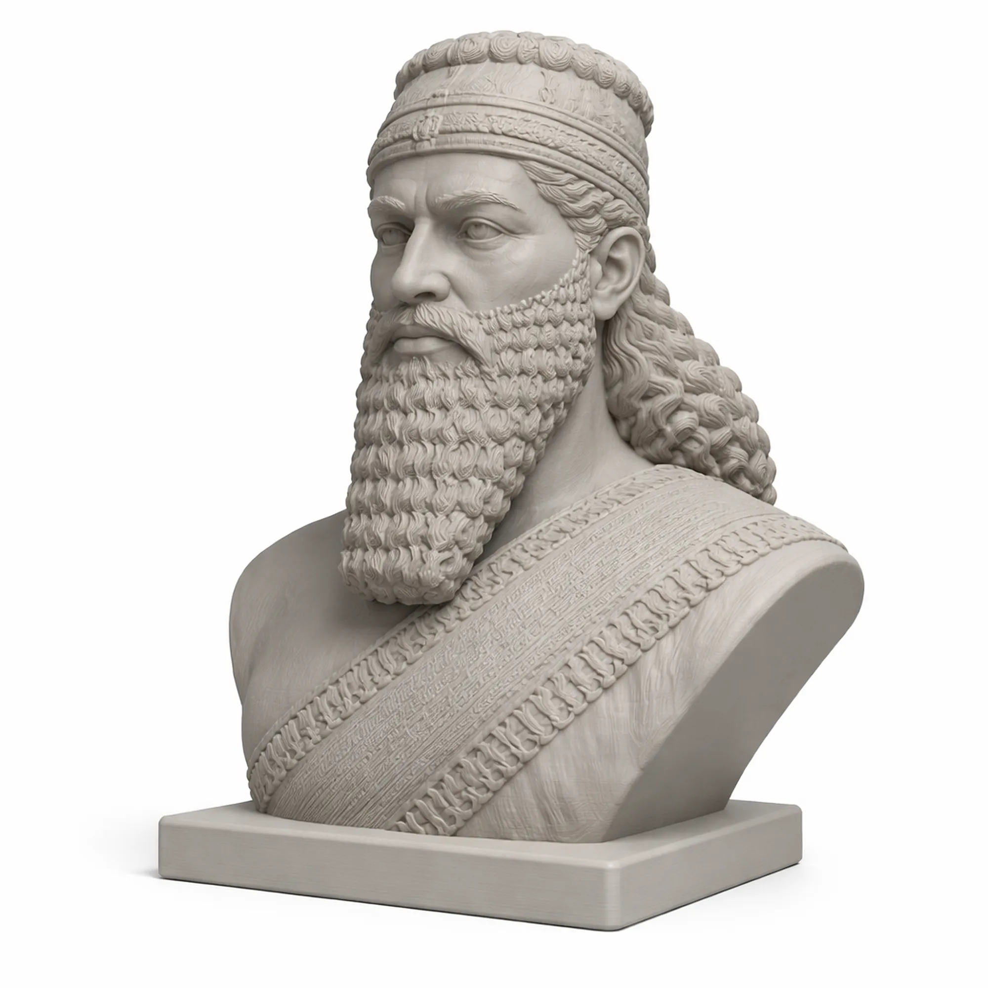 Ashurbanipal Bust 3D Model .c4d .max .obj .3ds .fbx .stl .blend