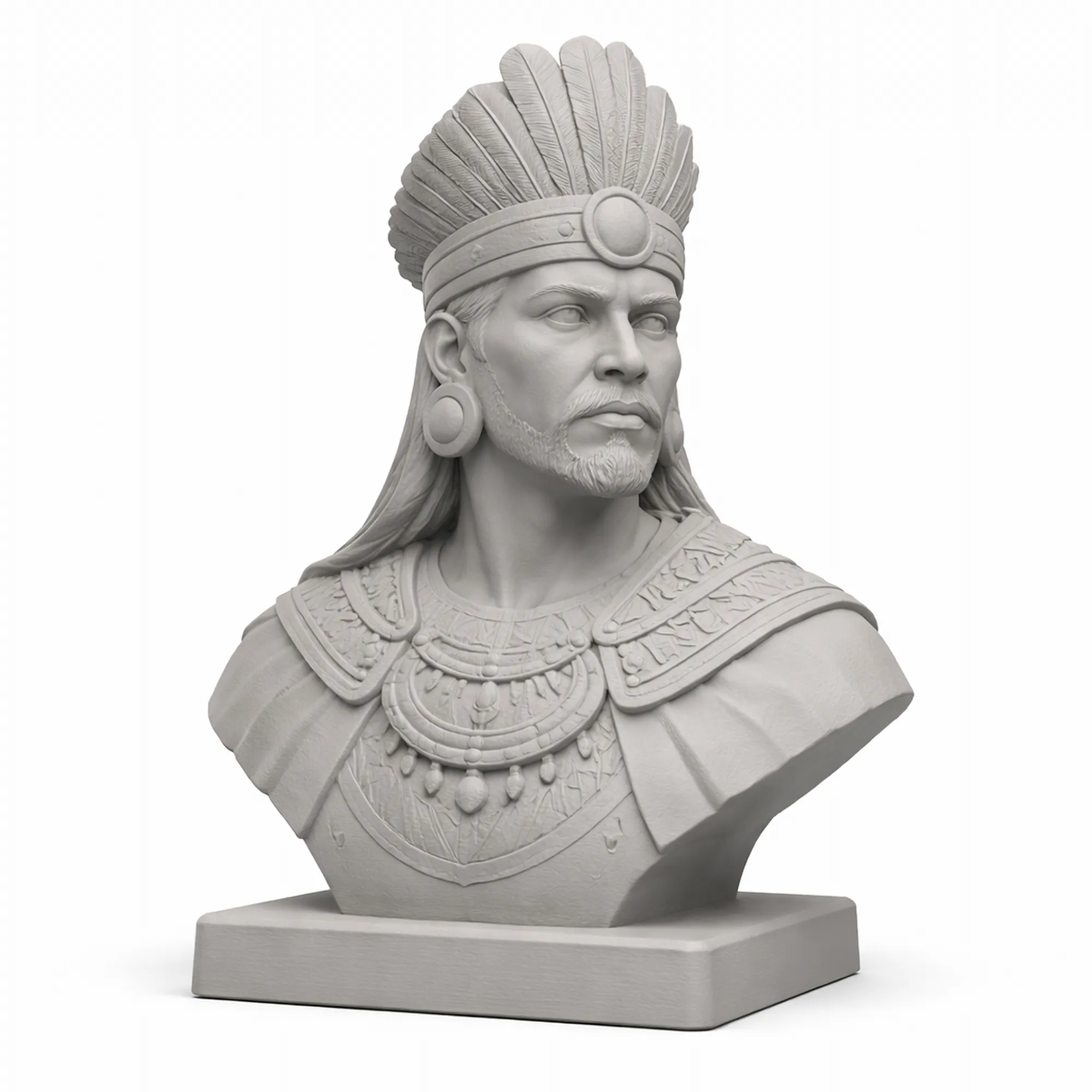 Atahualpa Bust 3D Model .c4d .max .obj .3ds .fbx .stl .blend