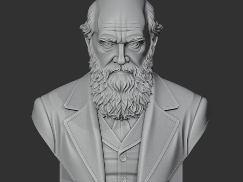 Charles Darwin Bust 3D Model
