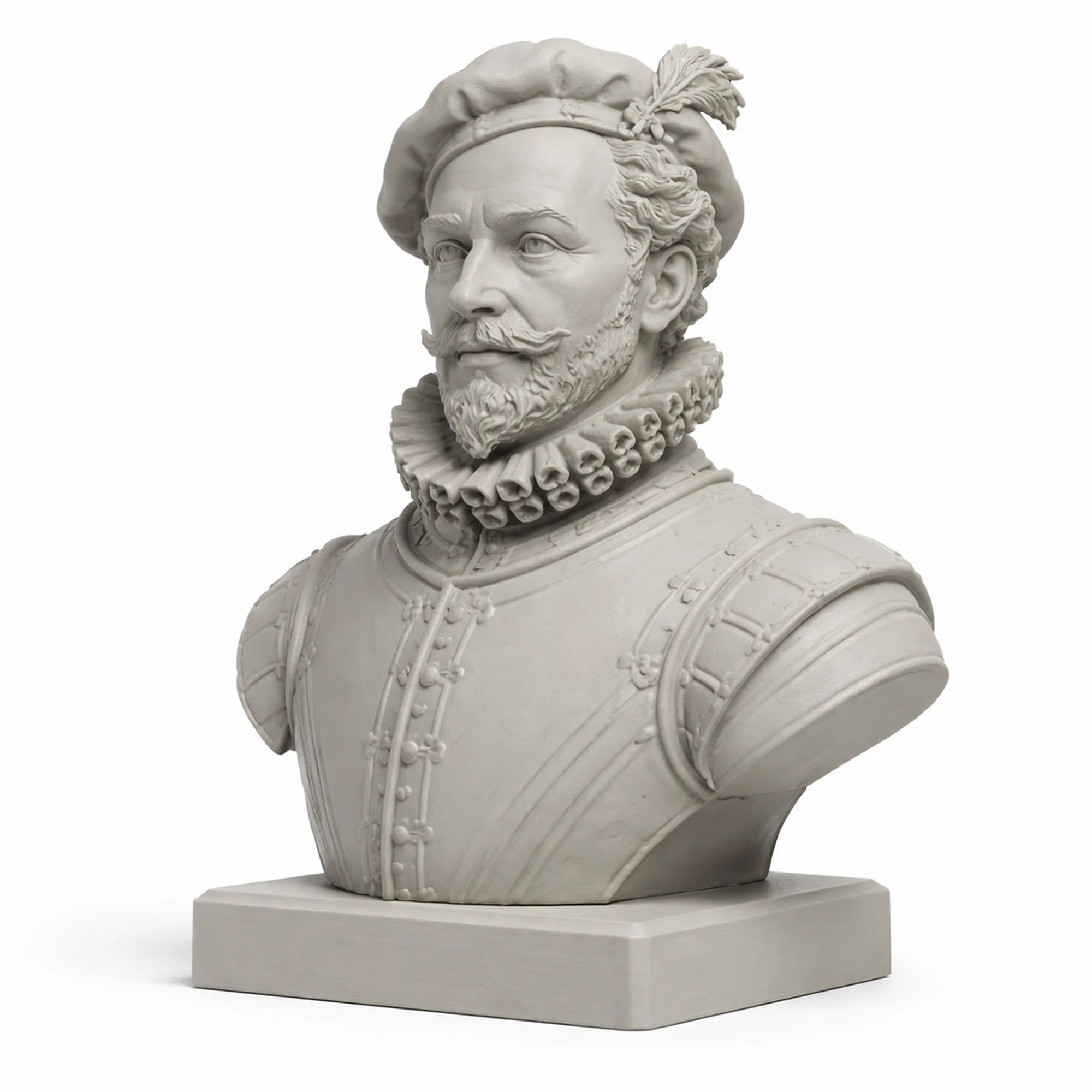 Francis Drake Bust 3D Model .c4d .max .obj .3ds .fbx .stl .blend 