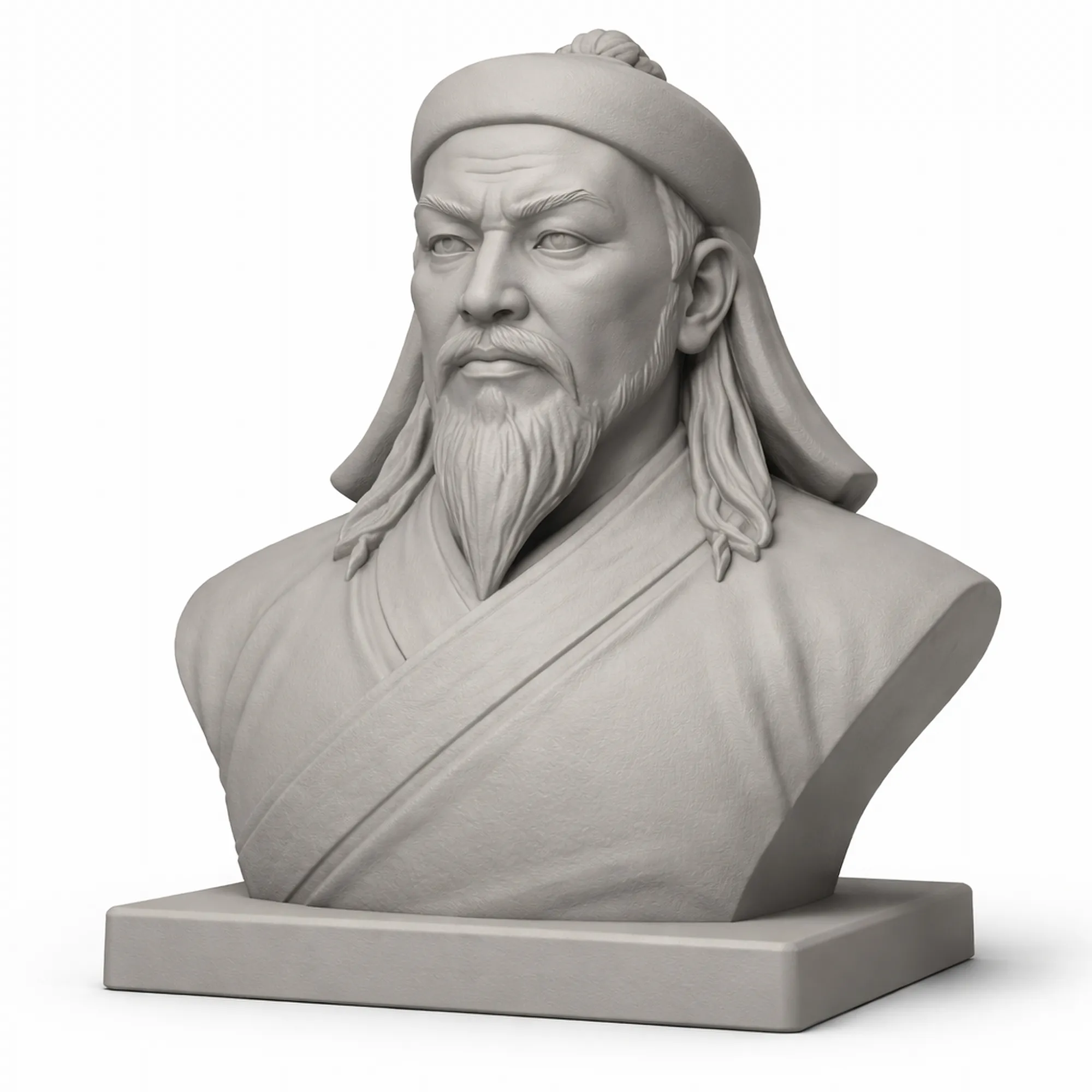Genghis Khan Bust 3D Model .c4d .max .obj .3ds .fbx .stl .blend 