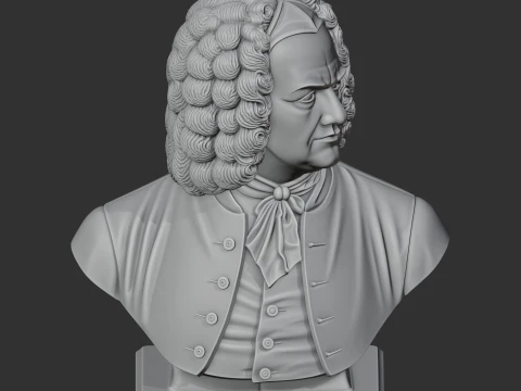 Johann Sebastian Bach Bust 3D Model