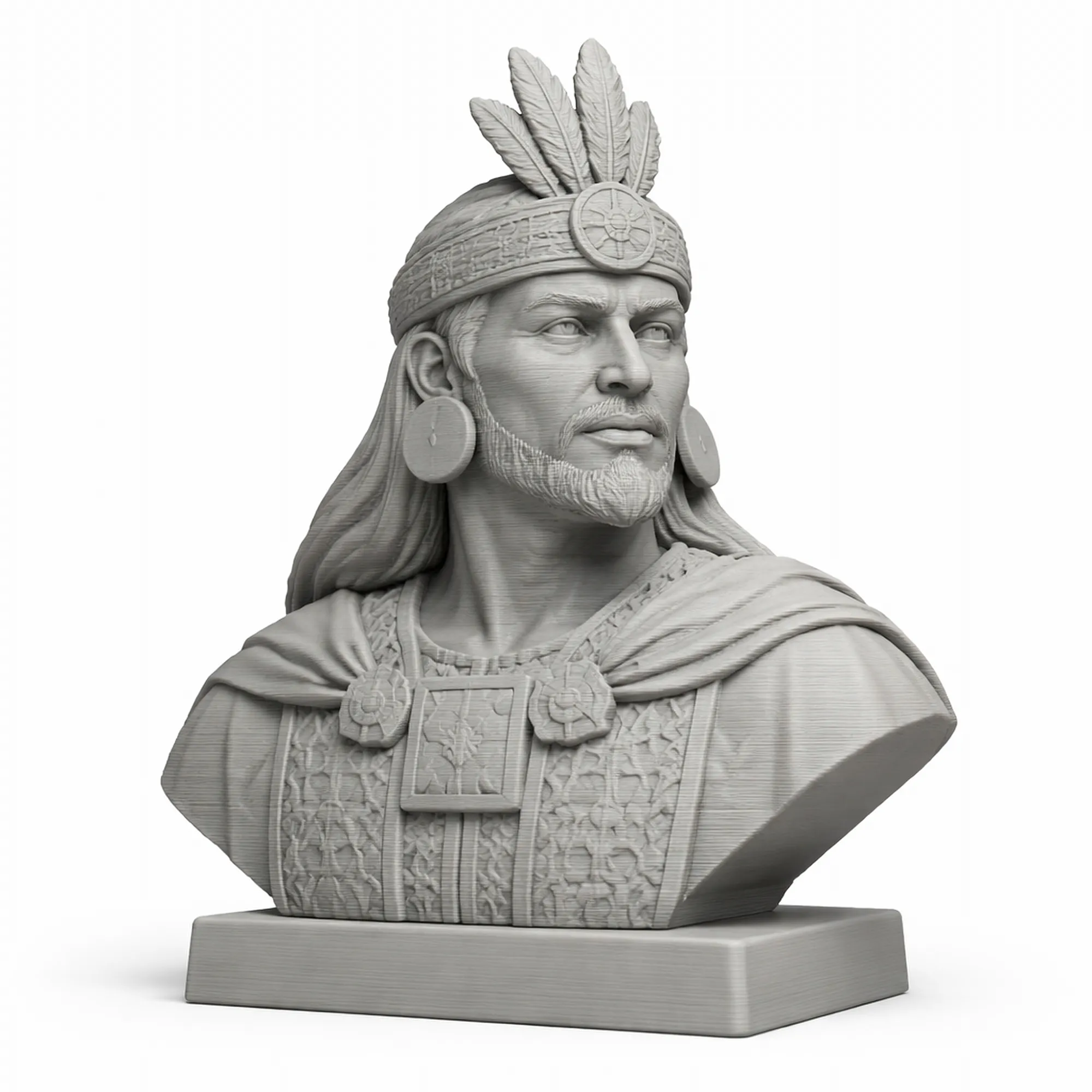 Pachacuti Bust 3D Model .c4d .max .obj .3ds .fbx .stl .blend 