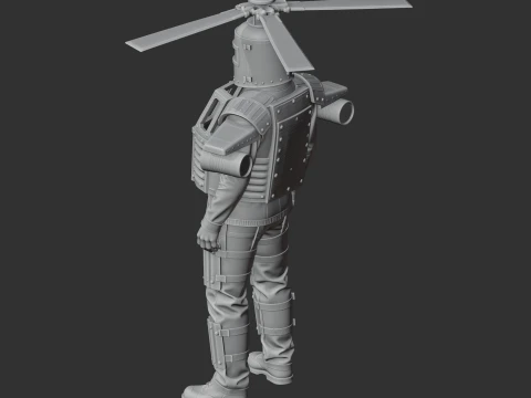 Attack Helicopter - Rust Figurine Modello 3D
