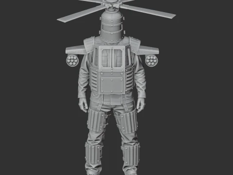 Attack Helicopter - Rust Figurine Modello 3D