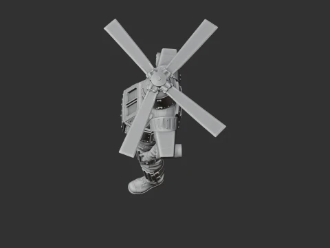 Attack Helicopter - Rust Figurine Modello 3D