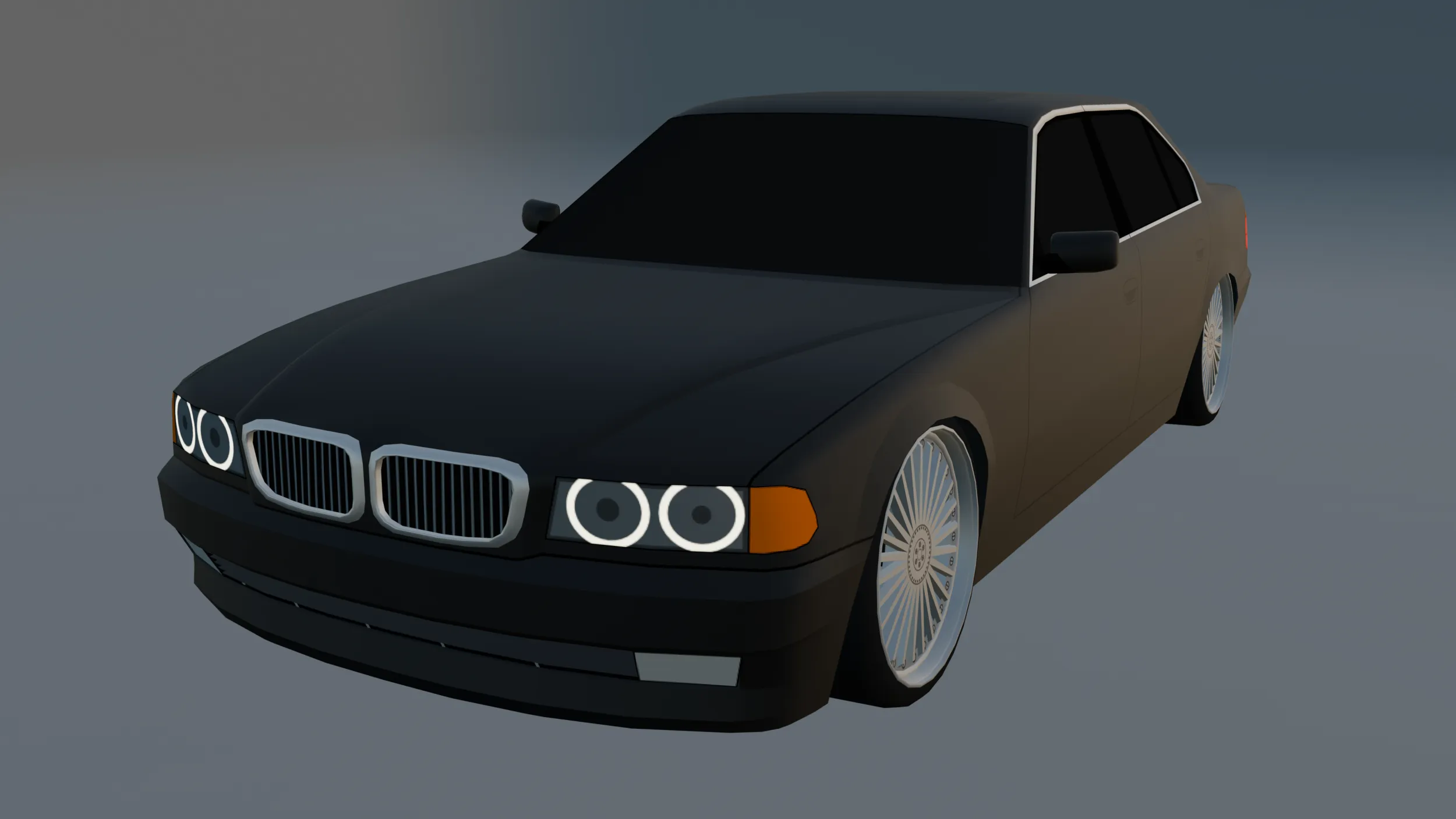 BMV E38 720i 3D Model .c4d .max .obj .3ds .fbx .stl .blend