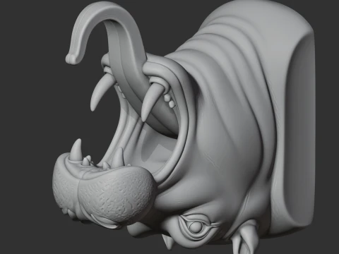 Hippopotamus Head Wall Hanger Coat and Key Holder Hook 3D Model