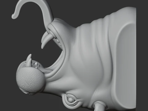 Hippopotamus Head Wall Hanger Coat and Key Holder Hook 3D Model