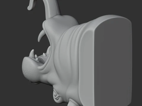 Hippopotamus Head Wall Hanger Coat and Key Holder Hook 3D Model
