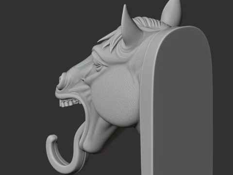 Appendiabiti da parete con testa di cavallo e gancio portachiavi Modello 3D