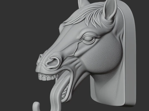 Appendiabiti da parete con testa di cavallo e gancio portachiavi Modello 3D