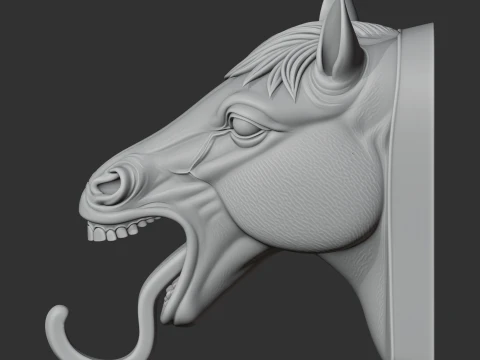 Appendiabiti da parete con testa di cavallo e gancio portachiavi Modello 3D
