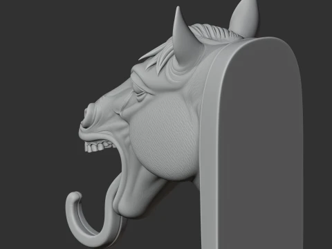 Appendiabiti da parete con testa di cavallo e gancio portachiavi Modello 3D