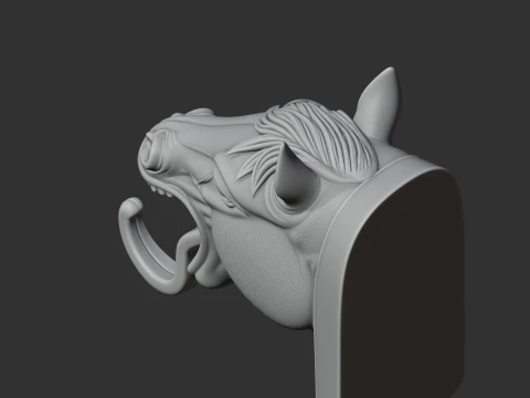 Appendiabiti da parete con testa di cavallo e gancio portachiavi Modello 3D