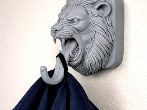 Lion Head Wall Hanger Coat and Key Holder Hook 3D Model