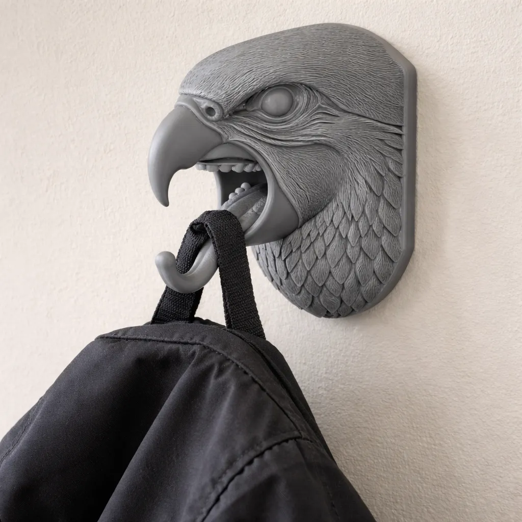Parrot Head Wall Hanger Coat and Key Holder Hook 3D Model .c4d .max .obj .3ds .fbx .stl .blend