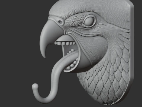 Parrot Head Wall Hanger Coat and Key Holder Hook 3D Model