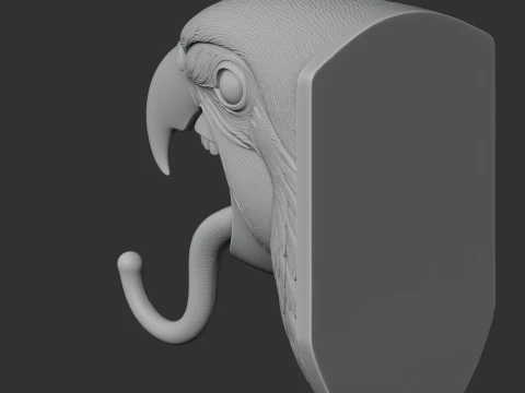 Parrot Head Wall Hanger Coat and Key Holder Hook 3D Model