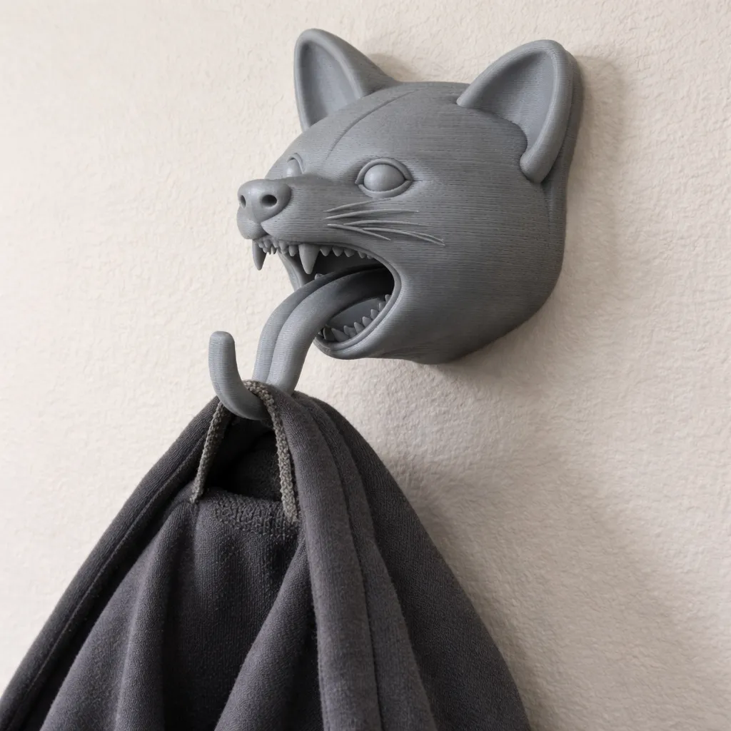 Raccoon Head Wall Hanger Coat and Key Holder Hook 3D Model .c4d .max .obj .3ds .fbx .stl .blend 