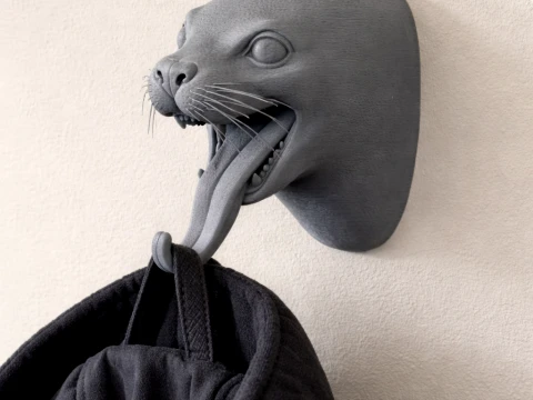 Crochet mural pour manteau et porte-clés Seal Head Modèle 3D