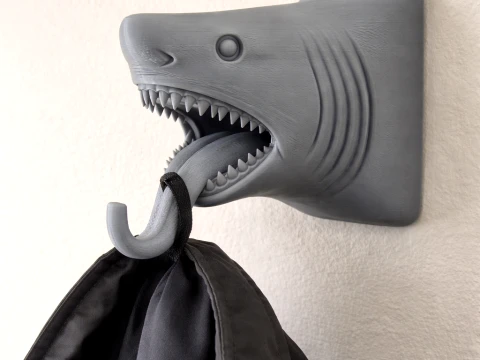 Crochet mural pour manteau et porte-clés tête de requin Modèle 3D