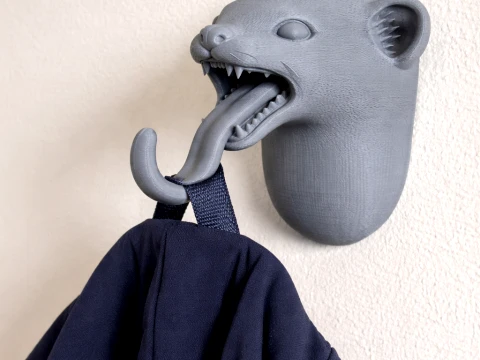 Stoat Head Wall Hanger Coat and Key Holder Hook 3D Model
