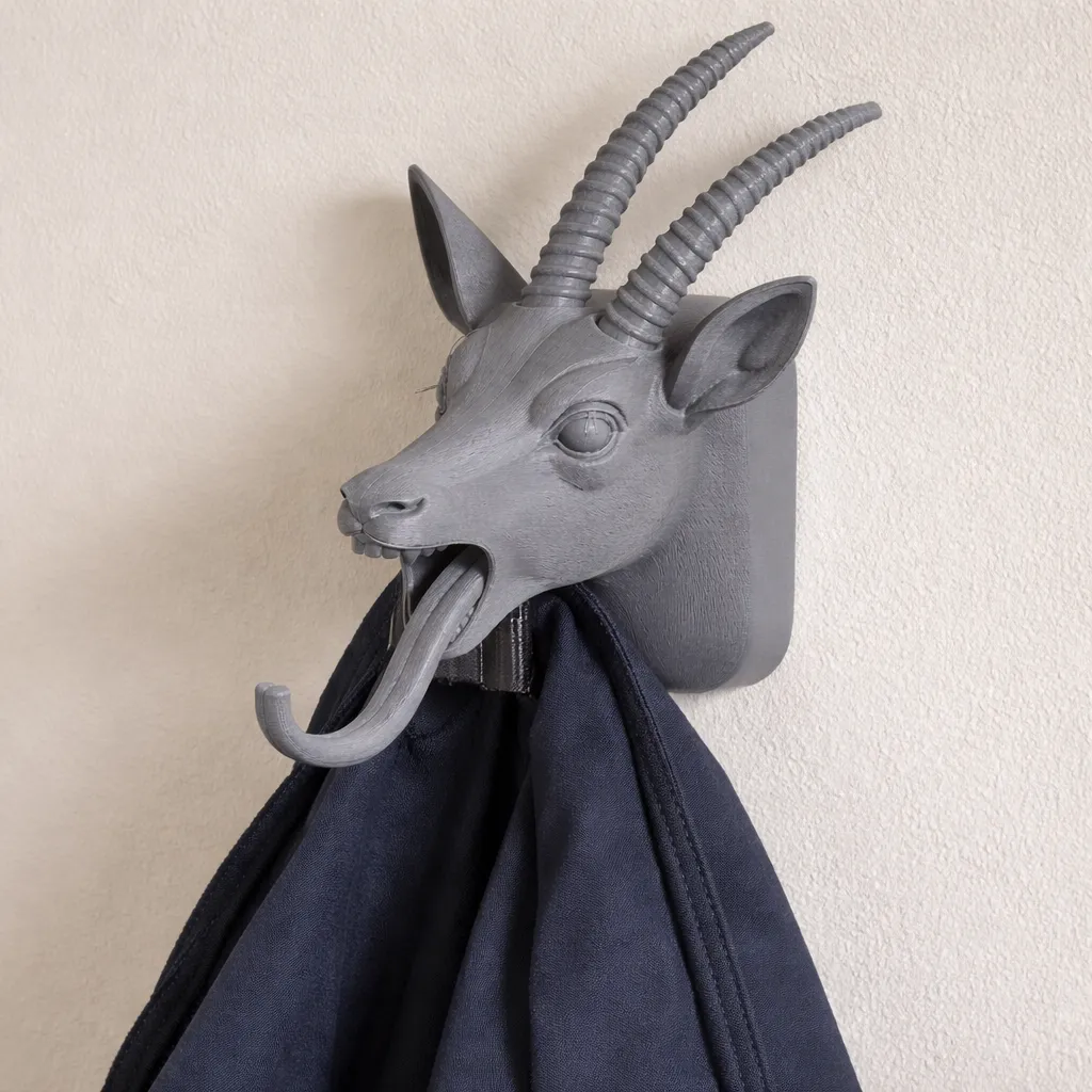 Gazelle HEAD WALL HANGER COAT AND KEY HOLDER HOOK 3D Model .c4d .max .obj .3ds .fbx .stl .blend
