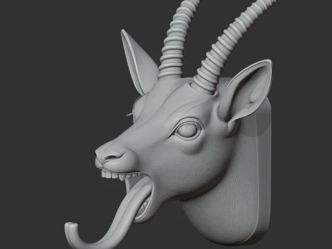 Gazelle HEAD WALL HANGER COAT AND KEY HOLDER HOOK 3D Model