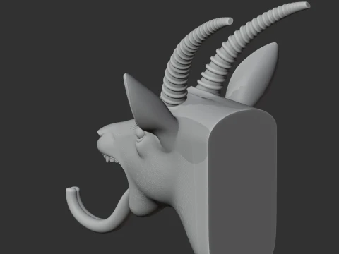 Gazelle HEAD WALL HANGER COAT AND KEY HOLDER HOOK 3D Model