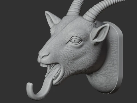 Goat HEAD WALL HANGER COAT AND KEY HOLDER HOOK 3D Model