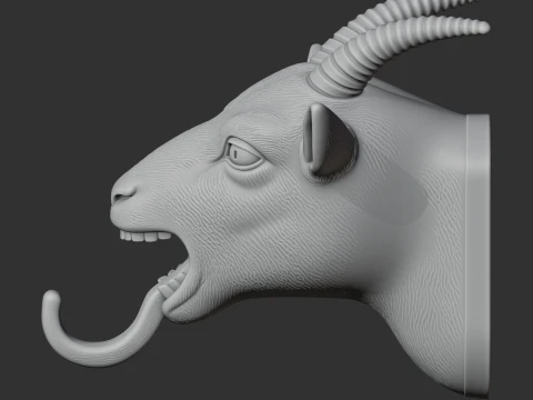 Goat HEAD WALL HANGER COAT AND KEY HOLDER HOOK 3D Model