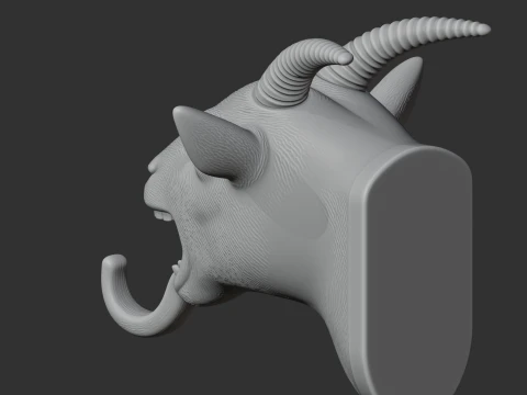 Goat HEAD WALL HANGER COAT AND KEY HOLDER HOOK 3D Model
