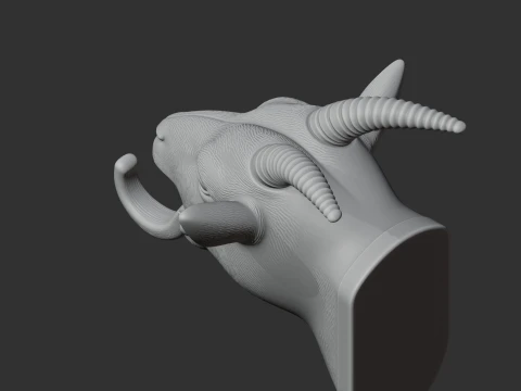 Goat HEAD WALL HANGER COAT AND KEY HOLDER HOOK 3D Model