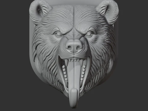 Grizzly bear HEAD WALL HANGER COAT AND KEY HOLDER HOOK 3D Model