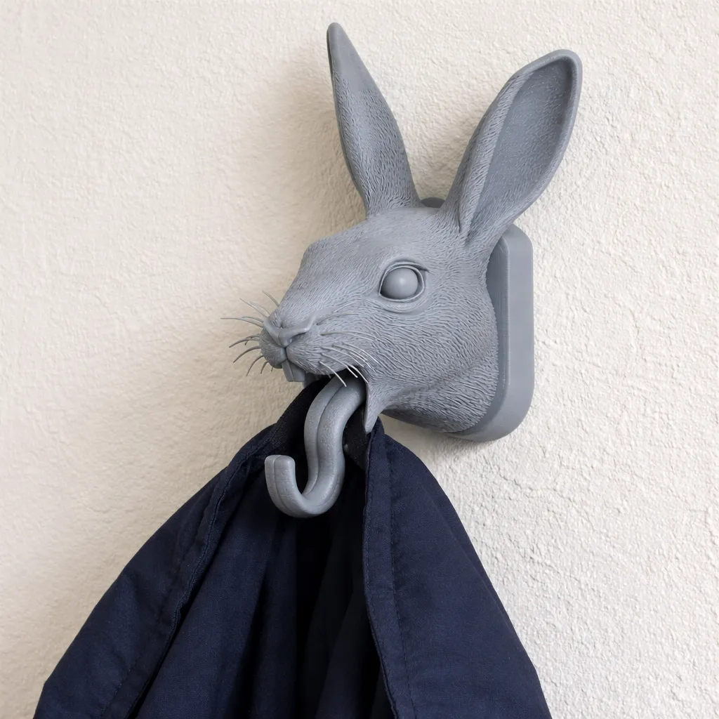 Hare HEAD WALL HANGER COAT AND KEY HOLDER HOOK 3D Model .c4d .max .obj .3ds .fbx .stl .blend 