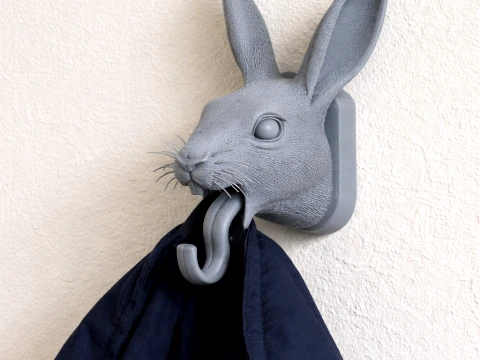 Hare HEAD CABIDE DE PAREDE CASACO E GANCHO PORTA-CHAVES Modelo 3D