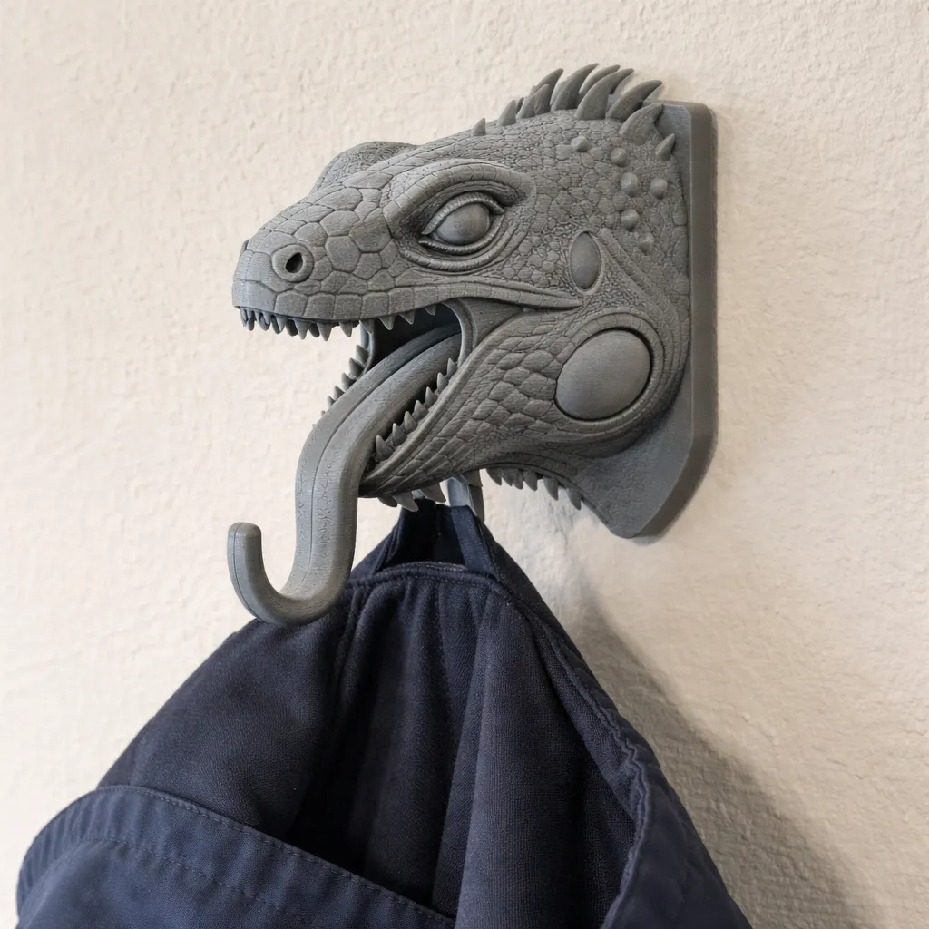 Iguana HEAD WALL HANGER COAT AND KEY HOLDER HOOK 3D Model .c4d .max .obj .3ds .fbx .stl .blend 