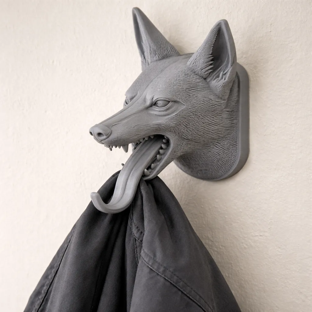 Jackal HEAD WALL HANGER COAT AND KEY HOLDER HOOK 3D Model .c4d .max .obj .3ds .fbx .stl .blend 