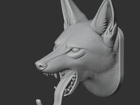 Jackal HEAD WALL HANGER COAT AND KEY HOLDER HOOK 3D Model