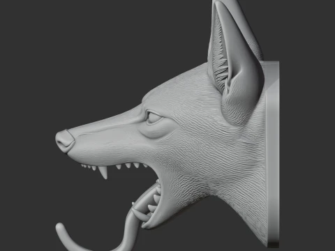 Jackal HEAD WALL HANGER COAT AND KEY HOLDER HOOK 3D Model