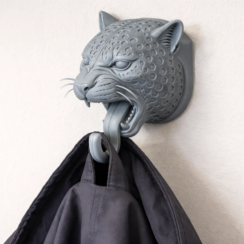 Jaguar HEAD WALL HANGER COAT AND KEY HOLDER HOOK 3D Model .c4d .max .obj .3ds .fbx .stl .blend 